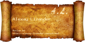 Alexay Lizander névjegykártya